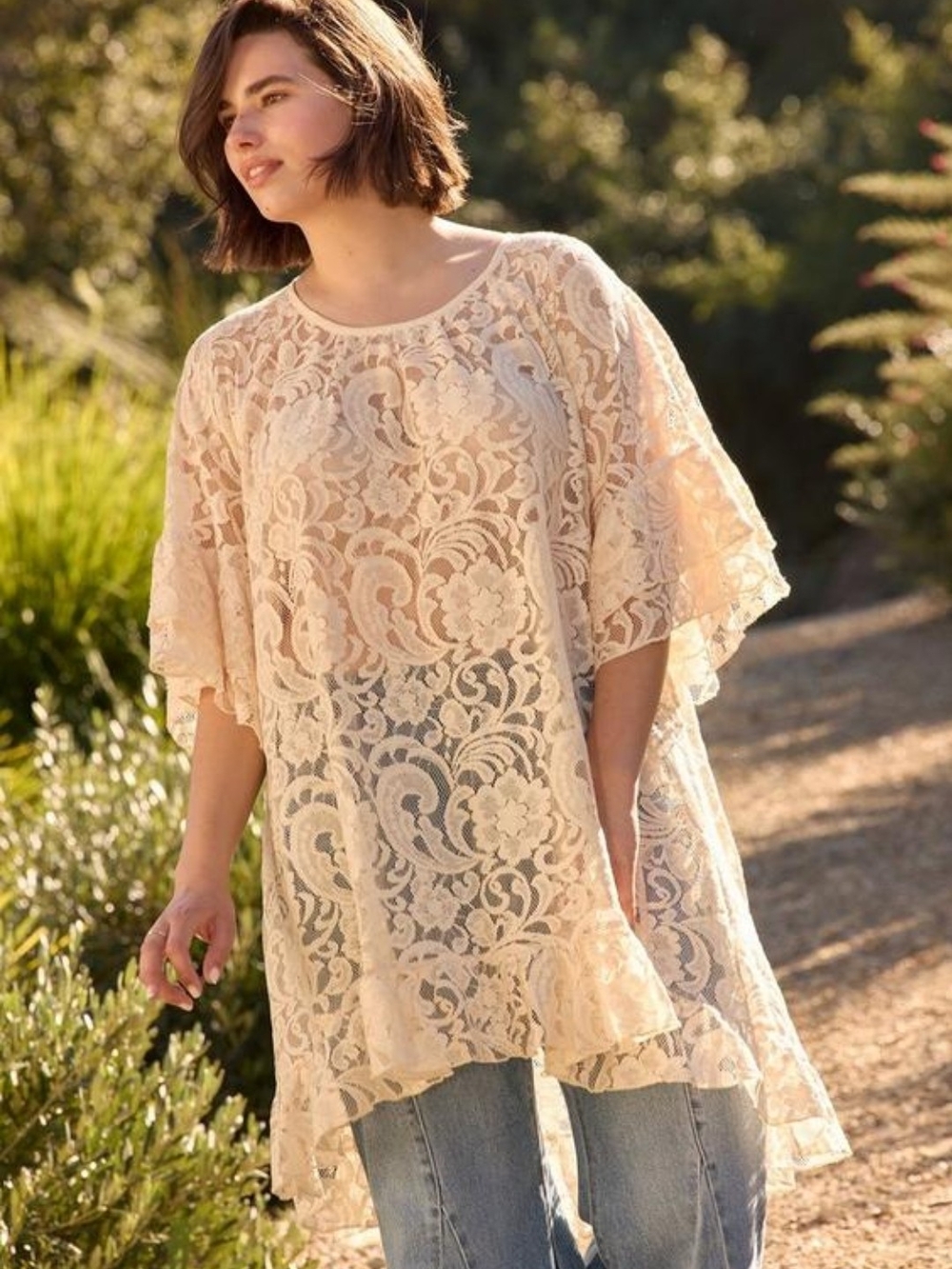 Brand New Torrid Festi Lace Overlay Tunic Top **Black** Size 3